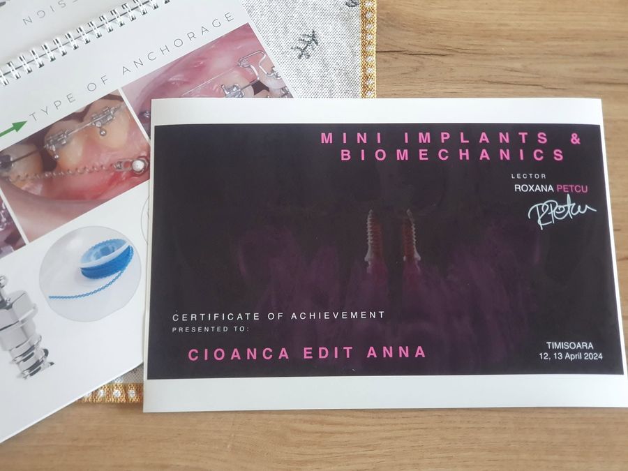 Certificat de curs mini-implanturi și biomecanică